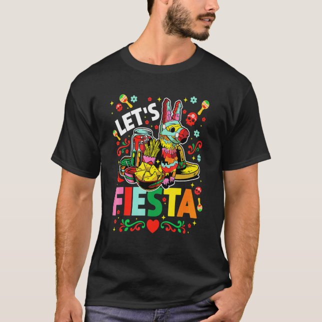 Let's Fiesta Cinco De Mayo Camisa Mexicana Hombre  T-Shirt (Front)