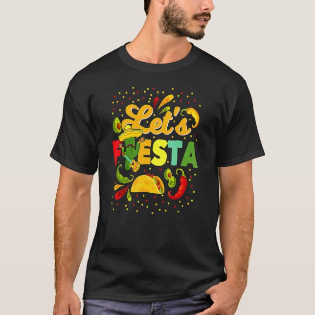 Let's Fiesta Cinco De Mayo Camisa Mexicana Hombre  T-Shirt (Front)