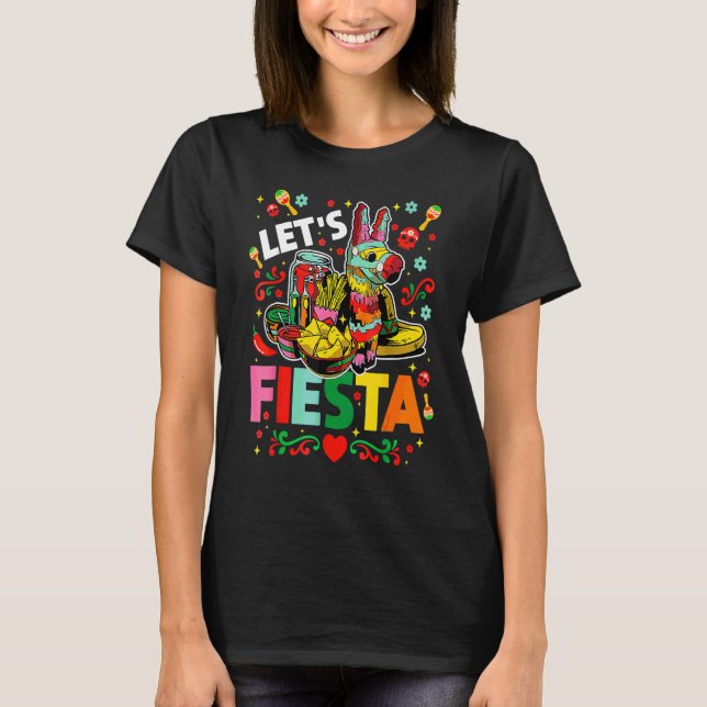 Let's Fiesta Cinco De Mayo Camisa Mexicana Hombre  T-Shirt (Front)