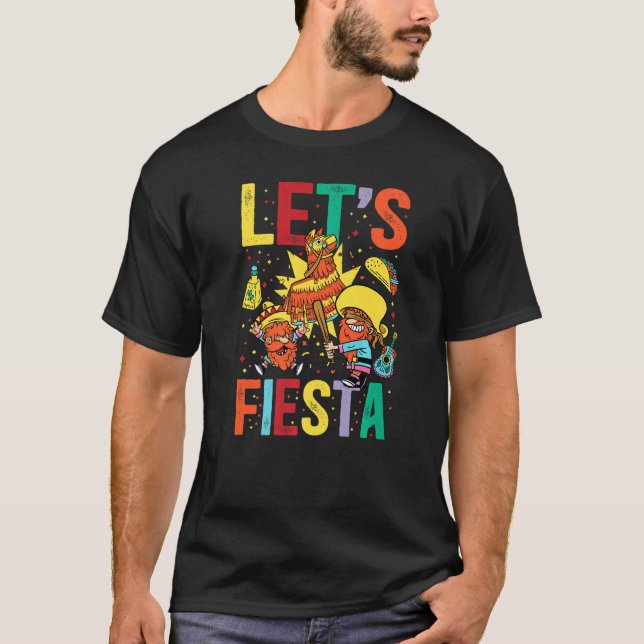 Let's Fiesta Cinco De Mayo Camisa Mexicana Hombre  T-Shirt (Front)