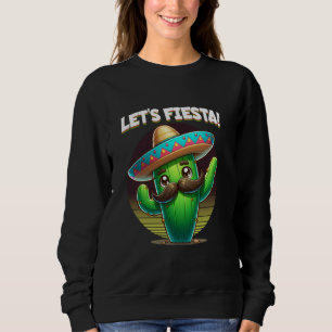 Let's Fiesta Cinco de Mayo Dabbing Cactus Moustach Sweatshirt