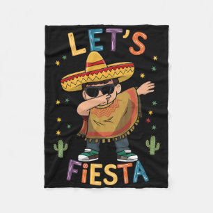 Let's Fiesta Cinco De Mayo Dabbing Mexican Poncho Fleece Blanket