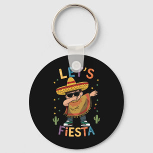Let's Fiesta Cinco De Mayo Dabbing Mexican Poncho  Key Ring