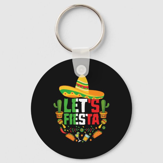 Lets Fiesta Cinco De Mayo Fun Mexican Colourful Gu Key Ring (Front)