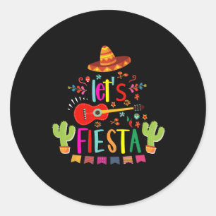 Let's Fiesta Cinco De Mayo Guitar Funny Mexican Pa Classic Round Sticker