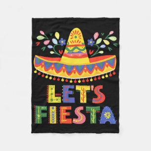 Let's Fiesta Cinco De Mayo Guitar Funny Mexican Pa Fleece Blanket