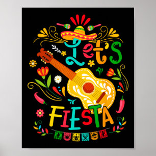 Let's Fiesta Cinco De Mayo Guitar Funny Mexican Pa Poster