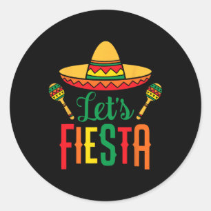Let's Fiesta Cinco De Mayo Mexican Guitar Sombrero Classic Round Sticker