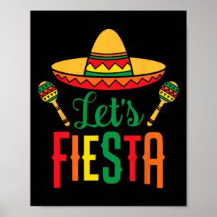 Let's Fiesta Cinco De Mayo Mexican Guitar Sombrero Poster