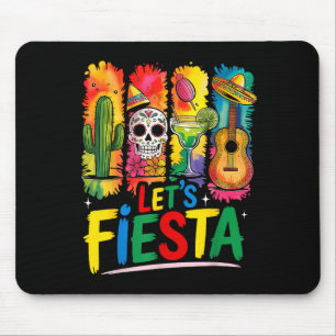 Let's fiesta cinco de mayo mexican margarita skull mouse mat