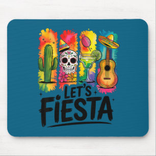 Let's fiesta cinco de mayo mexican margarita skull mouse mat