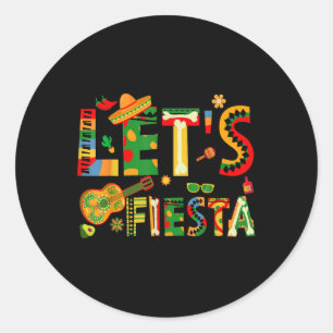 Lets Fiesta Cinco De Mayo Mexican Party Guitar  Classic Round Sticker