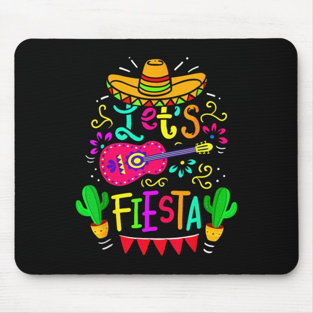 Lets Fiesta Cinco De Mayo Mexican Party Guitar Lov Mouse Mat (Front)