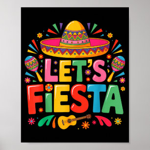 Let's fiesta cinco de mayo mexican party men women poster