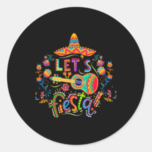 Let's Fiesta Cinco De Mayo Mexican Party Taco Guit Classic Round Sticker