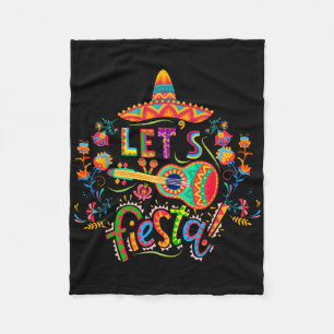 Let's Fiesta Cinco De Mayo Mexican Party Taco Guit Fleece Blanket