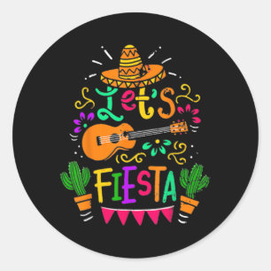Let's Fiesta Cinco De Mayo Party Mexican Guitar Classic Round Sticker