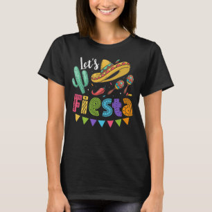 Lets Fiesta Cinco de Mayo Sombrero Maracas Cactus T-Shirt