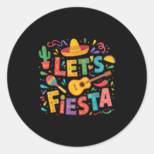 Let's fiesta cinco de mayo sombrero mexican party classic round sticker