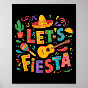 Let's fiesta cinco de mayo sombrero mexican party poster