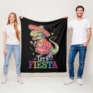 Let's Fiesta Cinco De Mayo T Rex Dinosaur Fleece Blanket