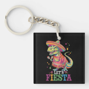 Let's Fiesta Cinco De Mayo T Rex Dinosaur Key Ring