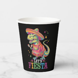 Let's Fiesta Cinco De Mayo T Rex Dinosaur Paper Cups