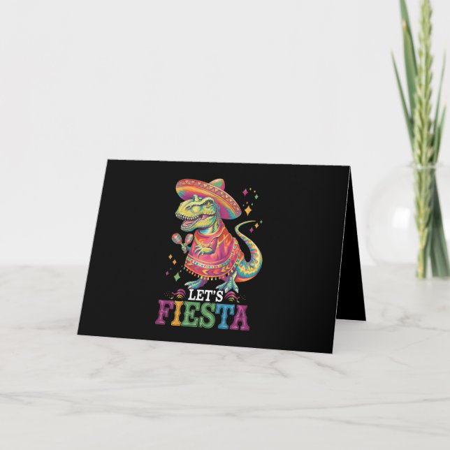 Let's Fiesta Cinco De Mayo T Rex Dinosaur Thank You Card (Front)