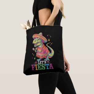 Let's Fiesta Cinco De Mayo T Rex Dinosaur Tote Bag
