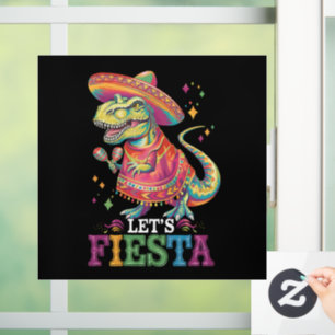Let's Fiesta Cinco De Mayo T Rex Dinosaur Window Cling