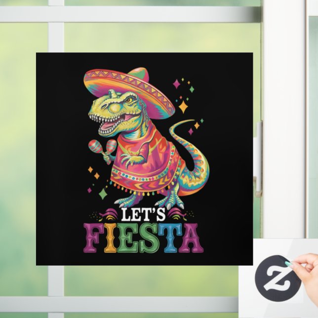 Let's Fiesta Cinco De Mayo T Rex Dinosaur Window Cling (Home)