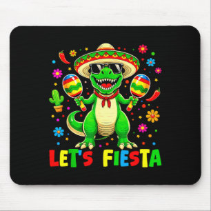 Let's fiesta dinosaur cinco de mayo boys kids mouse mat