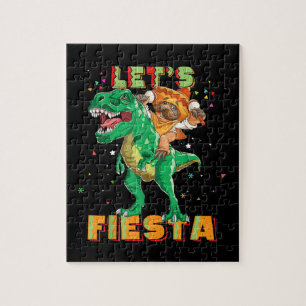 Lets Fiesta Dinosaur Mexican Dino Cinco De Mayo Jigsaw Puzzle