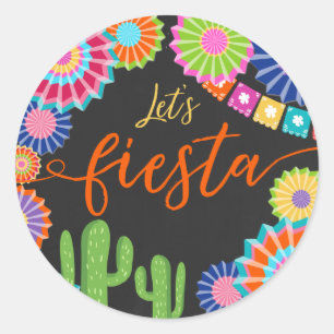 Let's fiesta favour tag Sticker Mexican Cactus