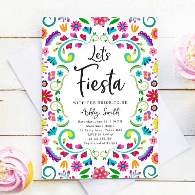 Let's Fiesta Floral Fiesta Mexican Bridal Shower Invitation (Creator Uploaded)