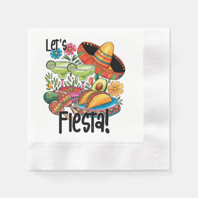 Let's Fiesta Fun Taco Margarita Sombre Paper Napki Napkin (Front)