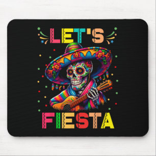 Let's Fiesta Funny Sugar Skull Playing Guitar Cinc Mouse Mat