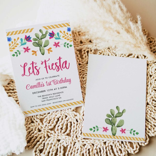 Let's Fiesta Girl Birthday Invitation (Creator Uploaded)