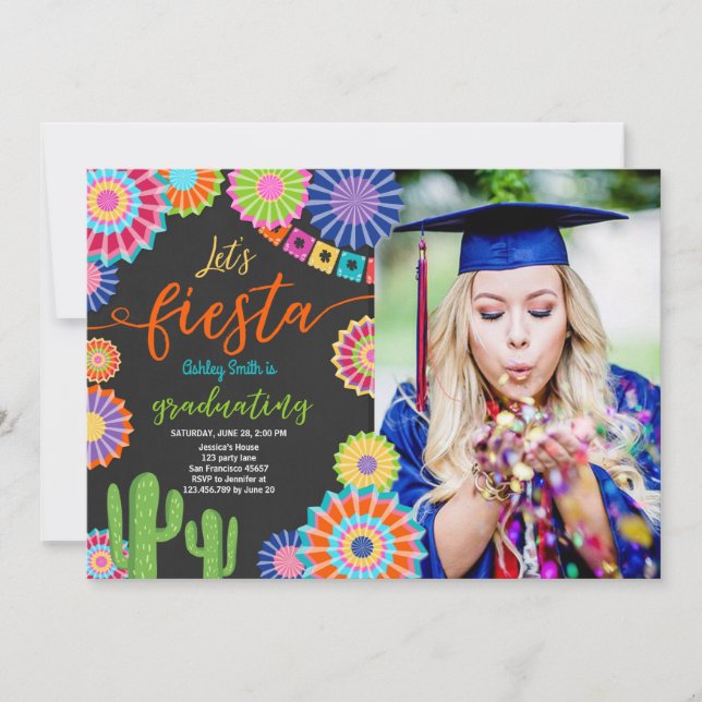 Let's Fiesta Graduation Invitation Mexican party (Front)