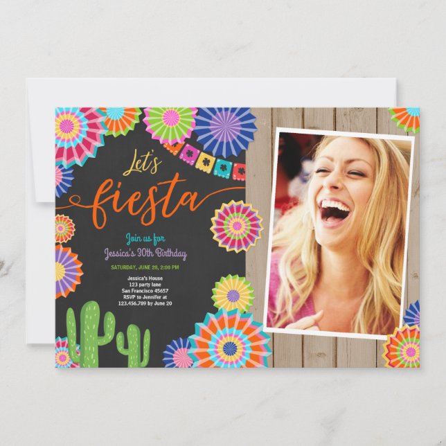 Let's Fiesta invitation Mexican Birthday 30 Woman (Front)