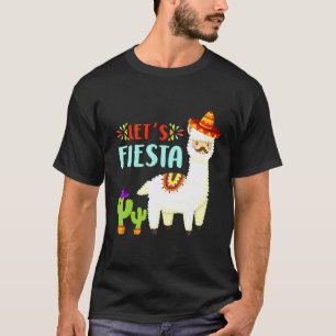 Lets Fiesta Llama Cinco De Mayo Cactus Sombrero Gu T-Shirt