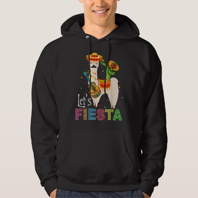 Let's Fiesta Llama Cinco De Mayo Cactus Sombrero M Hoodie (Front)