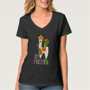 Let's Fiesta Llama Cinco De Mayo Cactus Sombrero M T-Shirt