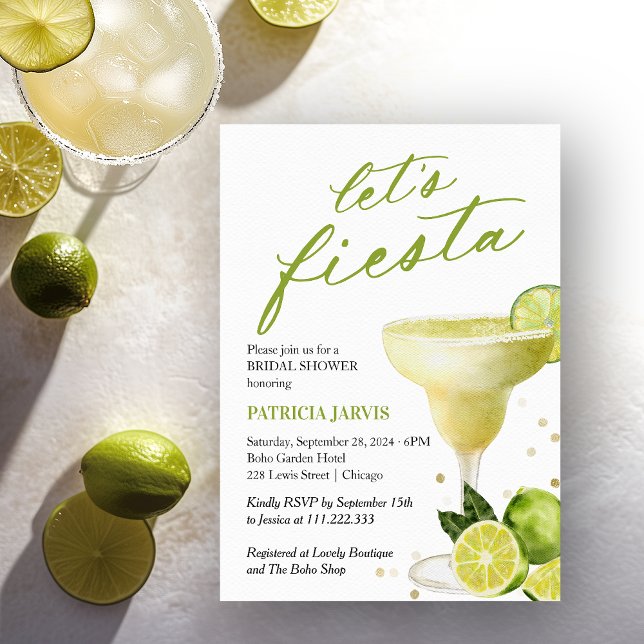 Let's Fiesta Margarita Cocktail Bridal Shower  Invitation (Creator Uploaded)
