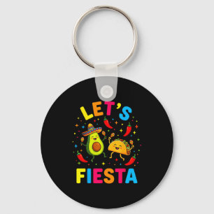 Let's fiesta mexican cinco de mayo maracas, avocad key ring