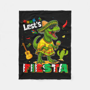 Let's fiesta mexican dino trex cinco de mayo fleece blanket