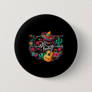 Let's Fiesta Mexican Party Celebration Heartbeat  6 Cm Round Badge