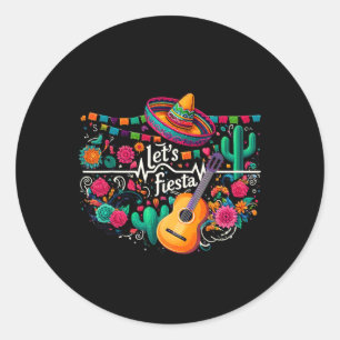 Let's Fiesta Mexican Party Celebration Heartbeat  Classic Round Sticker