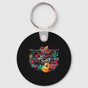 Let's Fiesta Mexican Party Celebration Heartbeat Key Ring