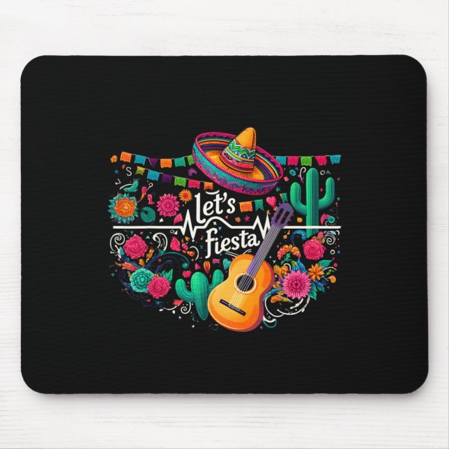 Let's Fiesta Mexican Party Celebration Heartbeat  Mouse Mat (Front)
